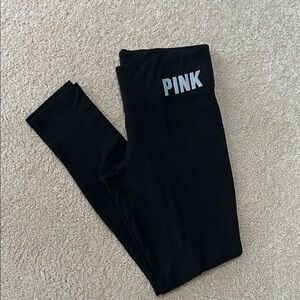 PINK Victoria's Secret YOGA Black Leggings-Size Small. PINK logo on waistband.